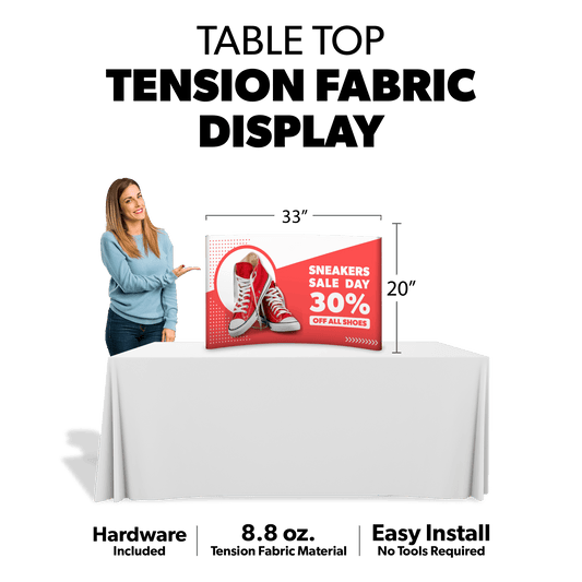 Custom Mini Curved Tabletop Tension Fabric Display 