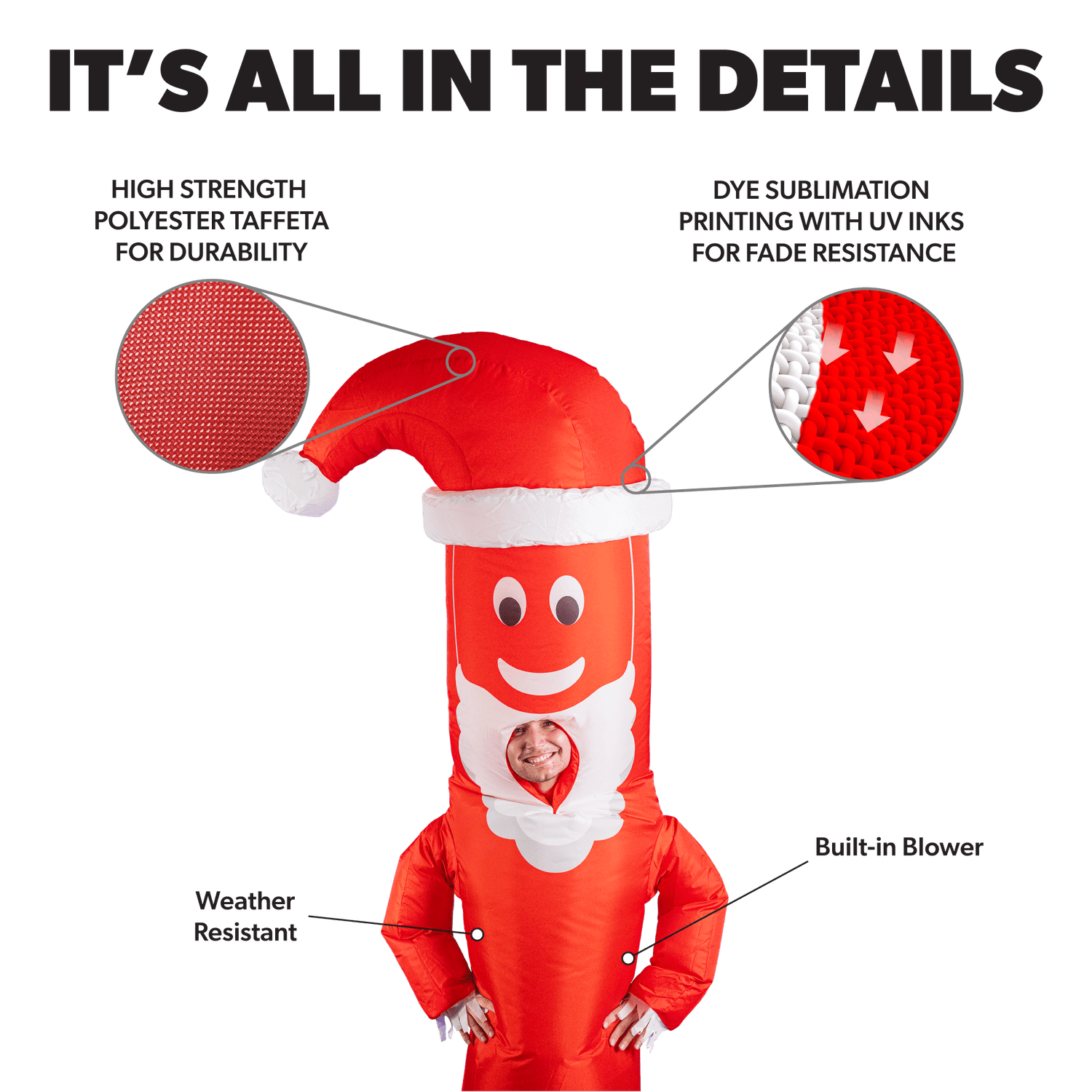 Air Dancers® Inflatable Tube Man "Santa Disguise" Costume 