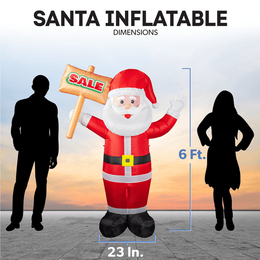 6ft Santa Advertising Inflatable with "Sale" Sign 