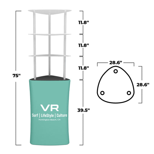 Trade Show Display Tower w/ Triangle Shelving & Media Stands Fastzip™