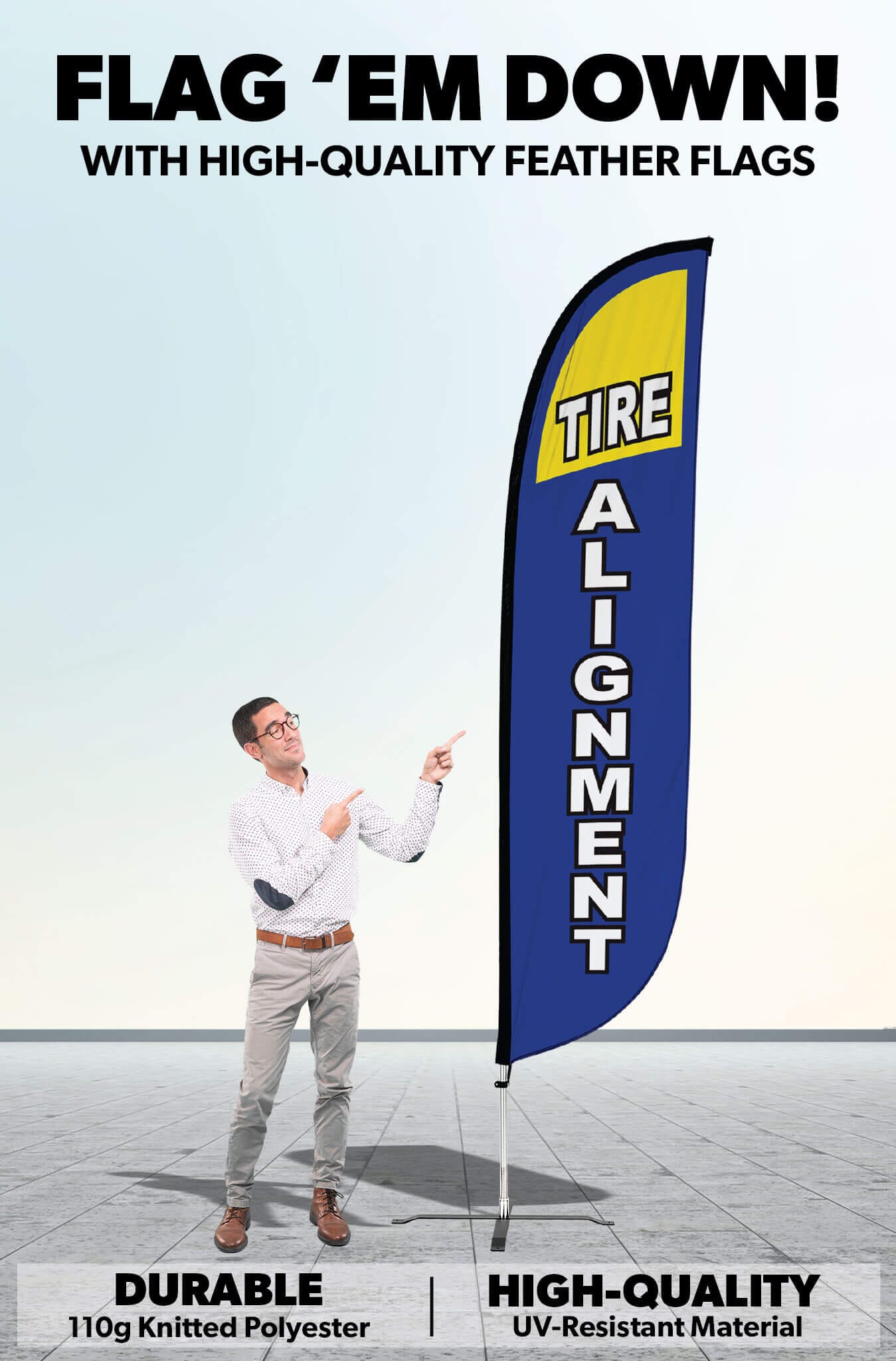 Tire Alignment Feather Flag Blue 