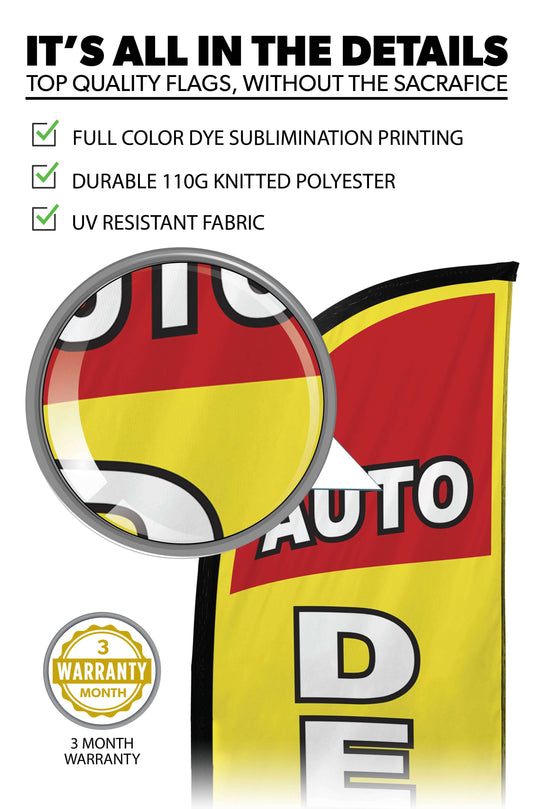 Auto Detailing Feather Flag Yellow 