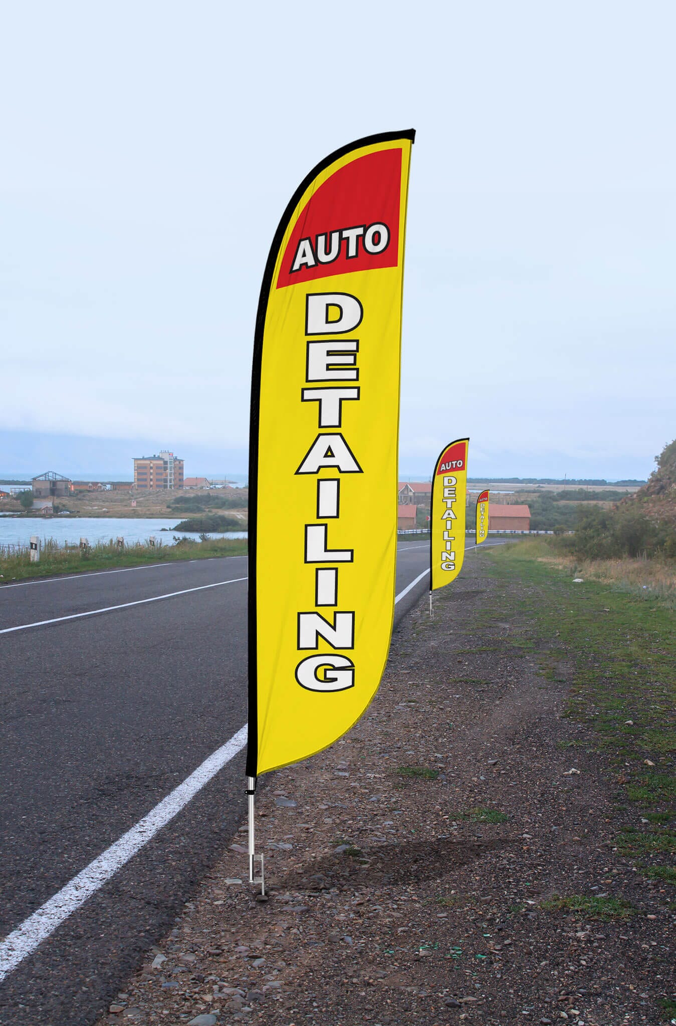 Auto Detailing Feather Flag Yellow 