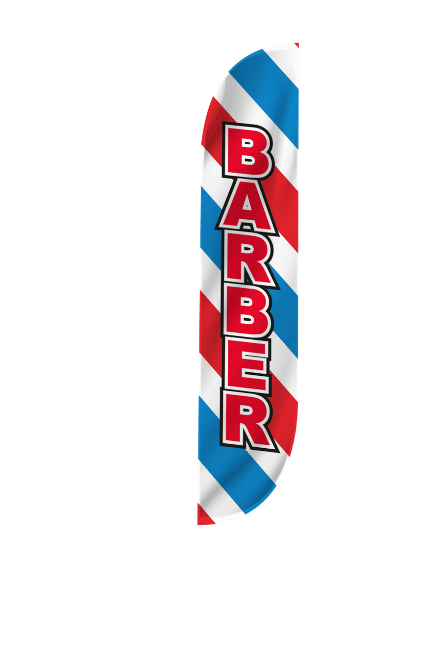 Barber Feather Flag - Barber Pole Style 