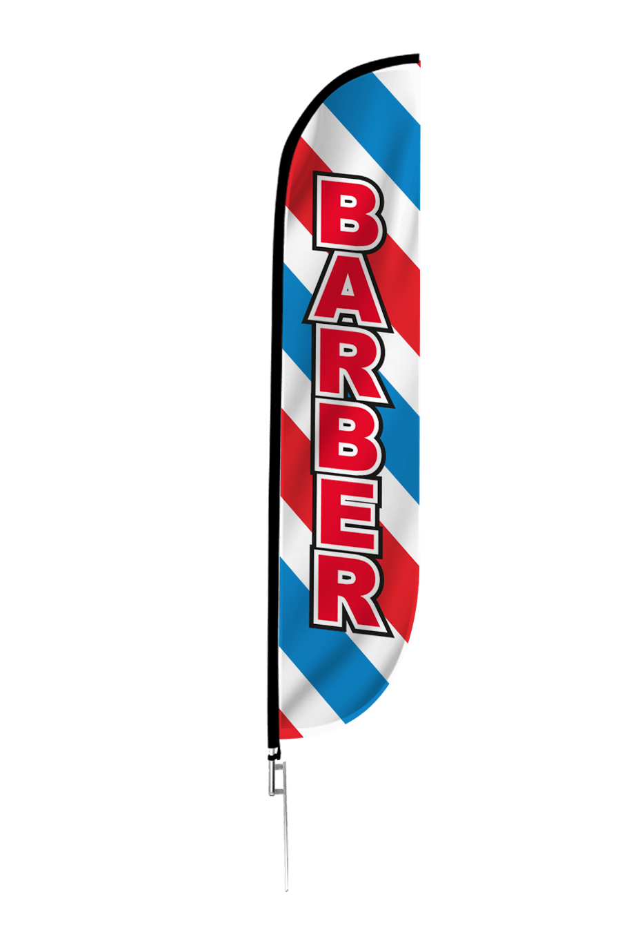 Barber Feather Flag - Barber Pole Style 