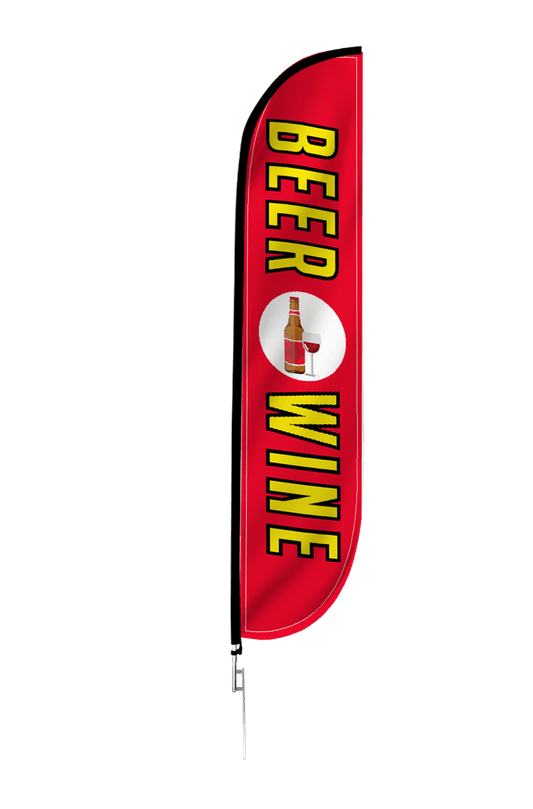 Beer & Wine Feather Flag Red 