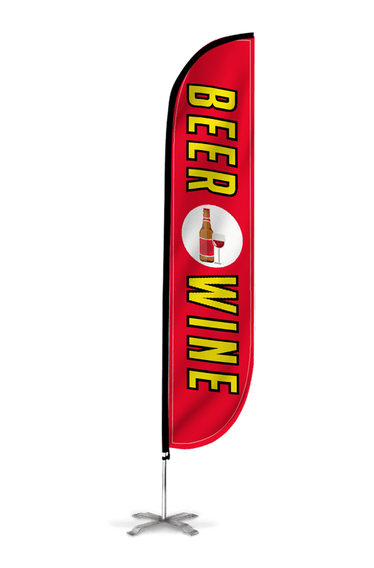 Beer & Wine Feather Flag Red 