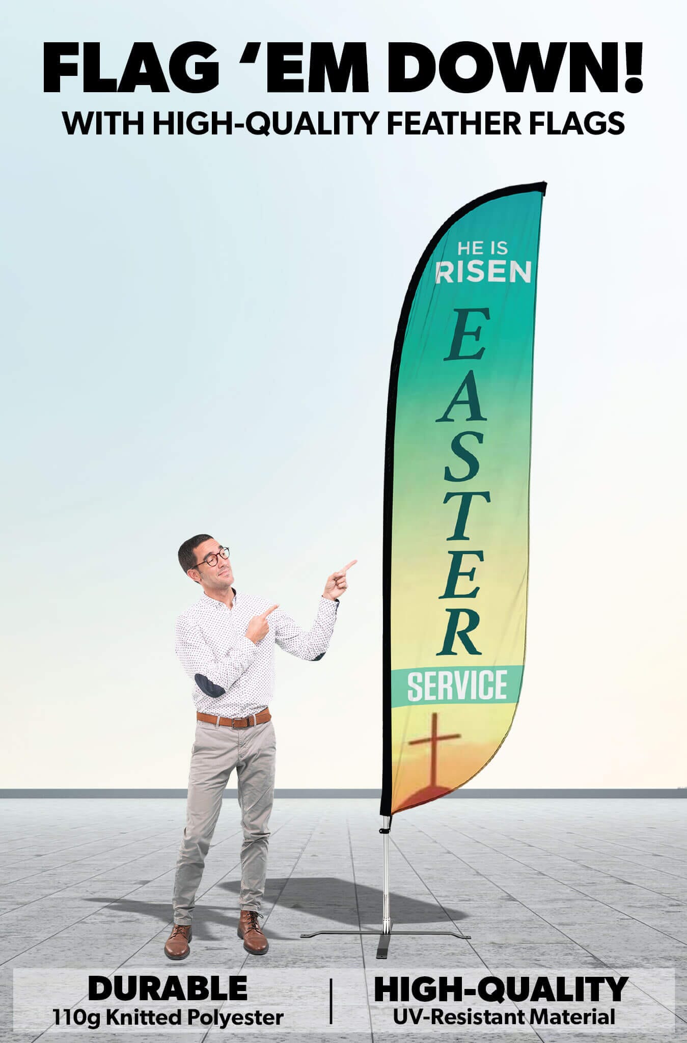 Easter Service Church Feather Flag 