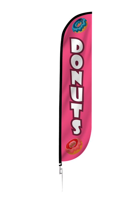 Donuts Feather Flag Pink 