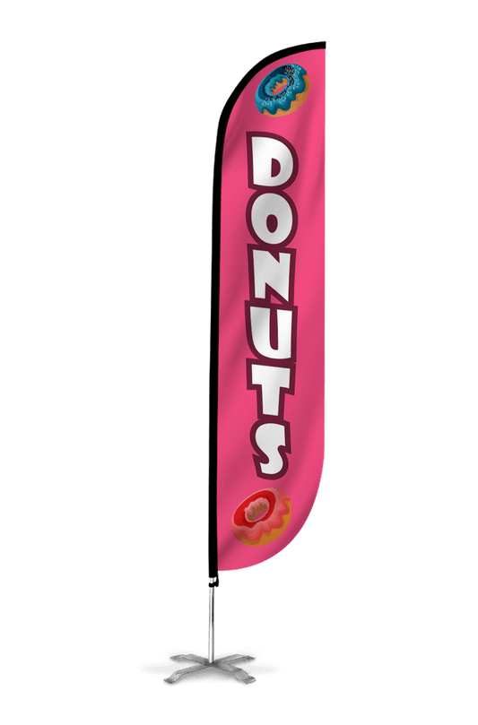 Donuts Feather Flag Pink 