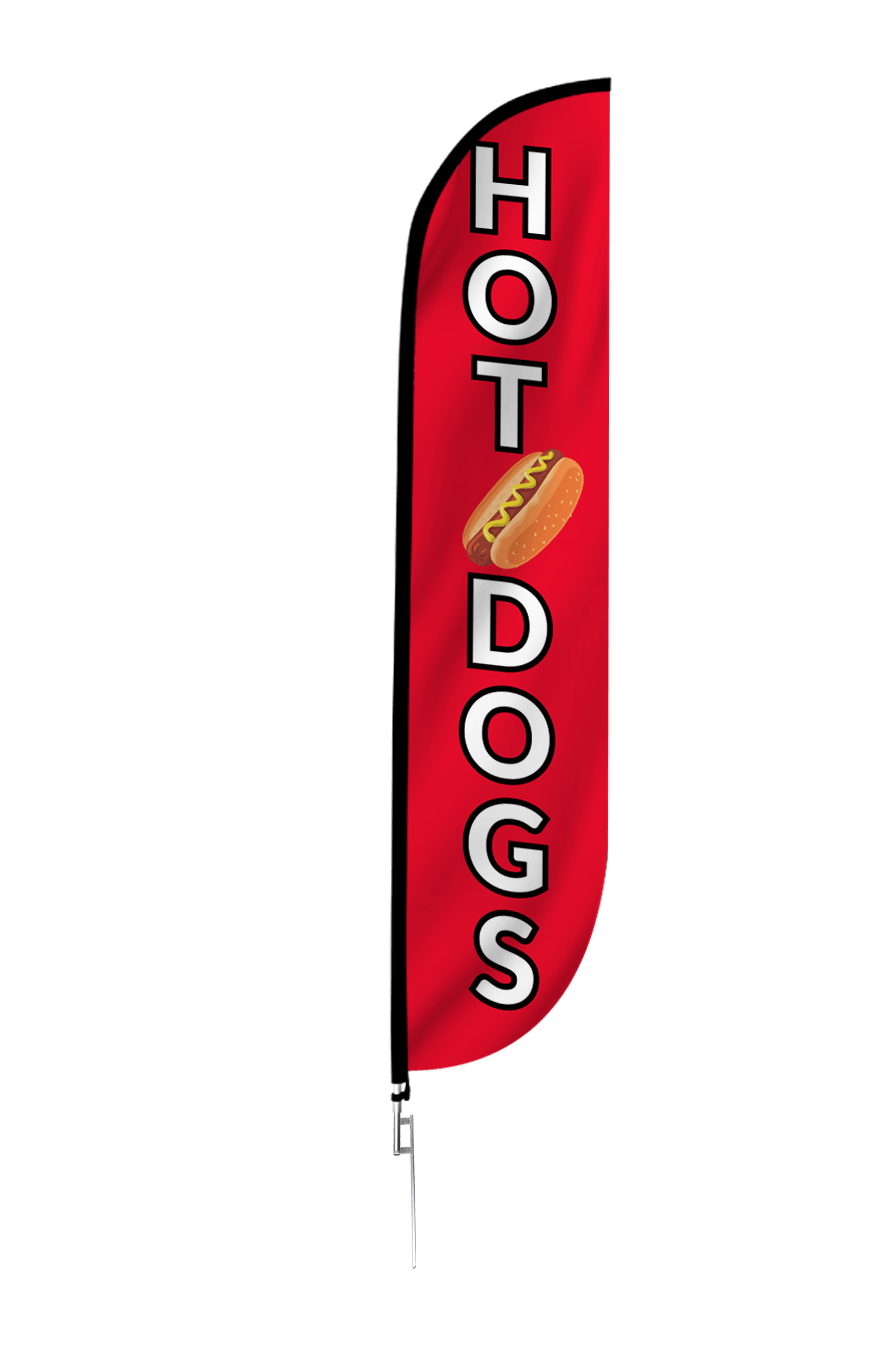 Hot Dogs Feather Flag - Red 