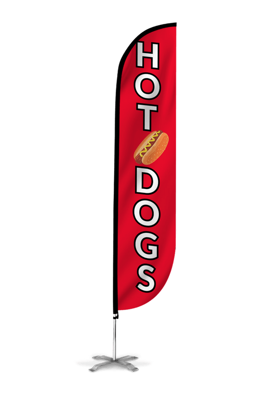 Hot Dogs Feather Flag - Red 