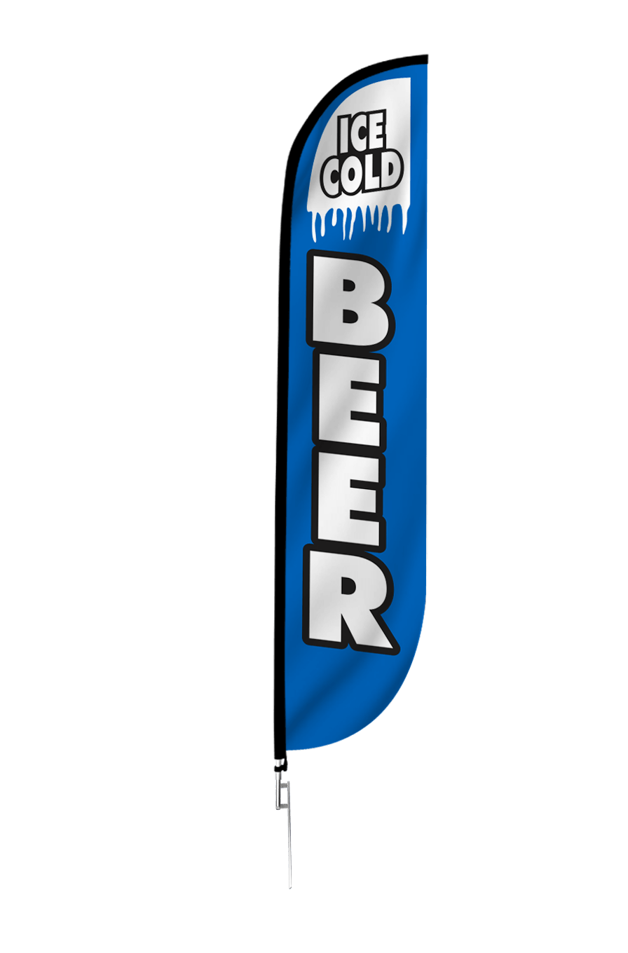 Ice Cold Beer Feather Flag 