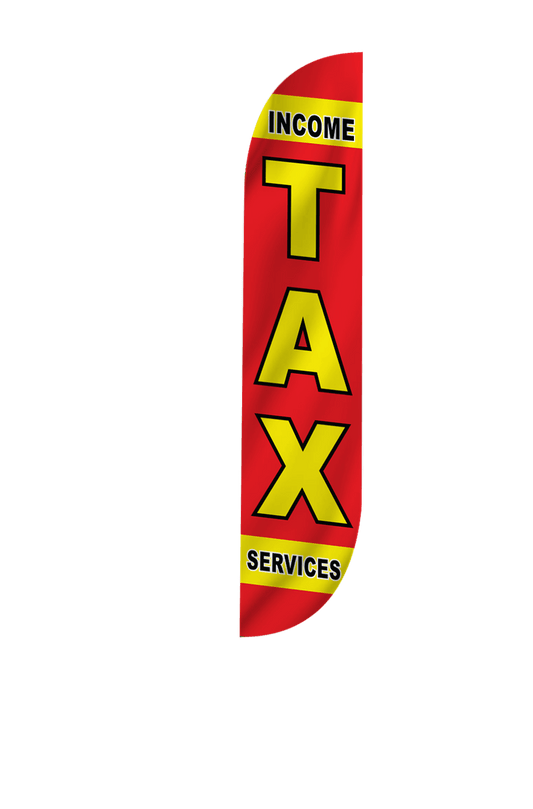 Income Tax Services Feather Flag in Red 