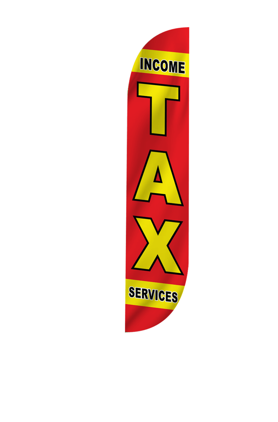 Income Tax Services Feather Flag in Red 