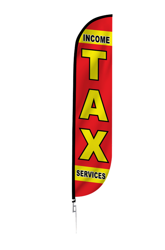 Income Tax Services Feather Flag in Red 