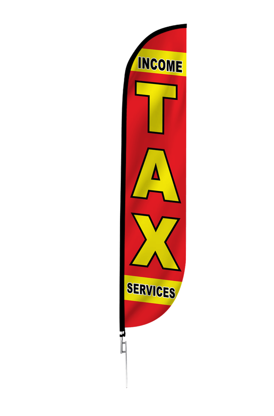 Income Tax Services Feather Flag in Red 