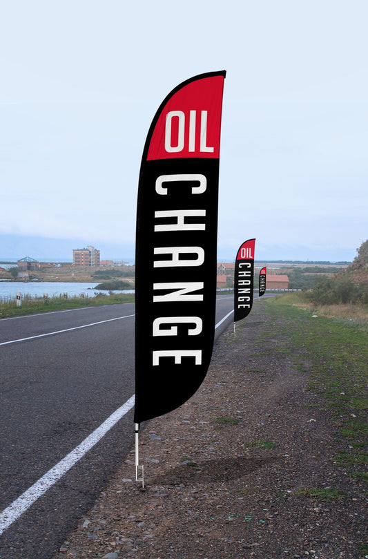 Oil Change Feather Flag - Black 12ft 