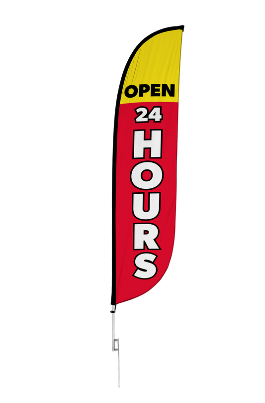 Open 24 Hours Feather Flag 