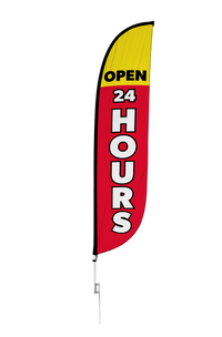 Open 24 Hours Feather Flag 