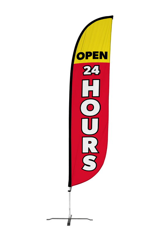 Open 24 Hours Feather Flag 