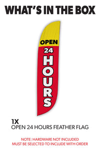 Open 24 Hours Feather Flag 