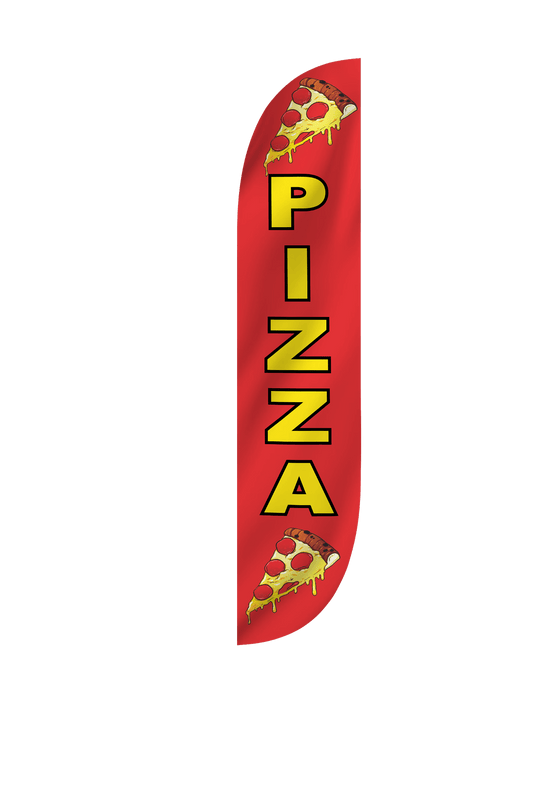 Pizza Slices Feather Flag Red 