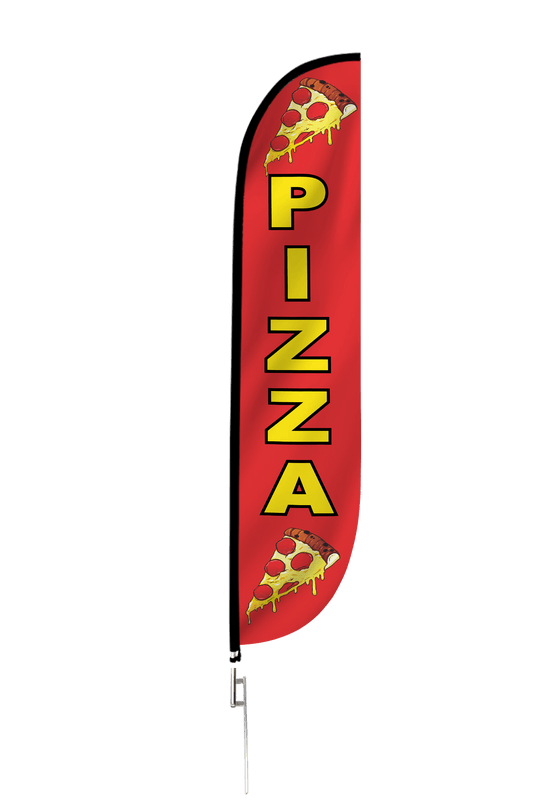 Pizza Slices Feather Flag Red 