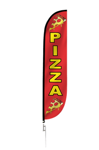 Pizza Slices Feather Flag Red 