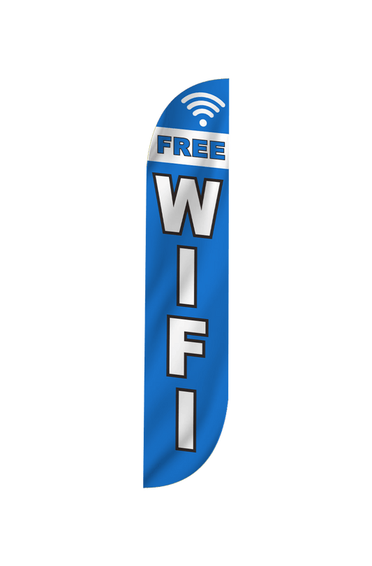 Free Wifi Feather Flag Blue 