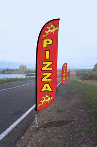 Pizza Slices Feather Flag Red 