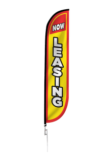 Now Leasing Feather Flag Yellow & Red 