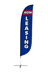 Now Leasing Feather Flag Blue & Red 