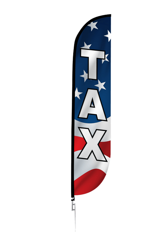 Tax Feather Flag - American Flag Design: Red, White & Blue 