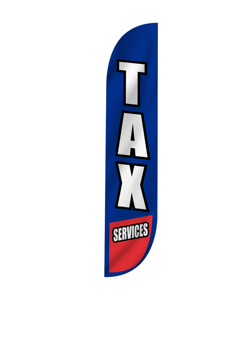 Tax Services Feather Flag in Blue & Red 