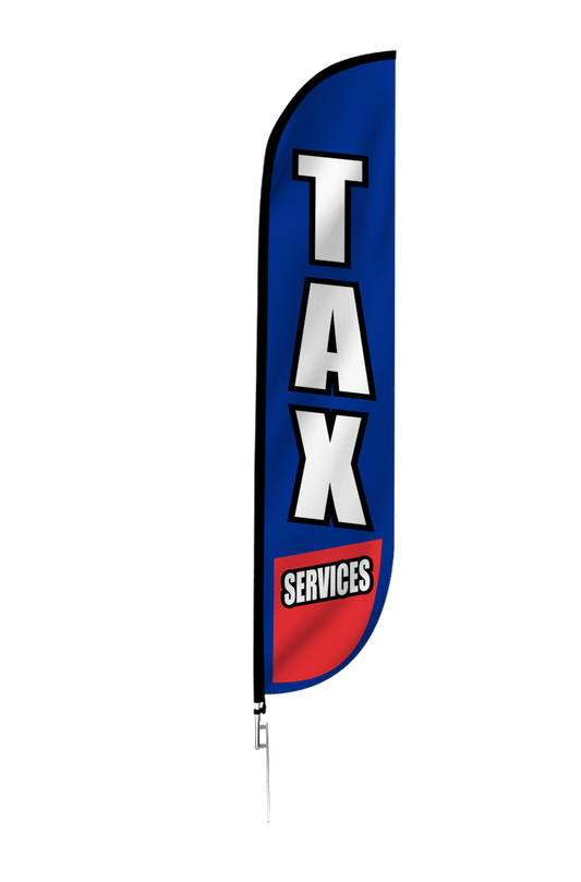 Tax Services Feather Flag in Blue & Red 