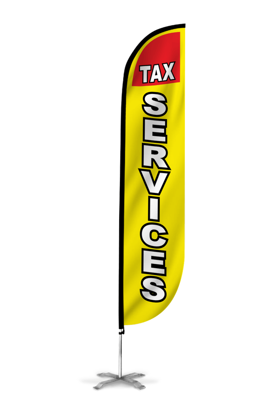 Tax Services Feather Flag in Yellow 