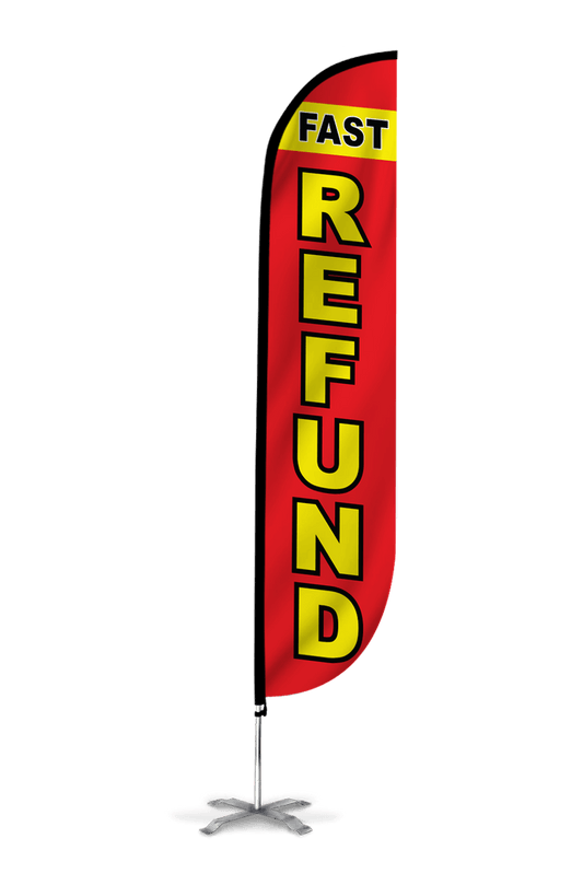 Fast Tax Refund Feather Flag in Red 