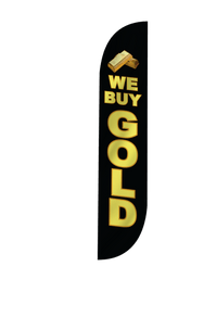 We Buy Gold Feather Flag Black 