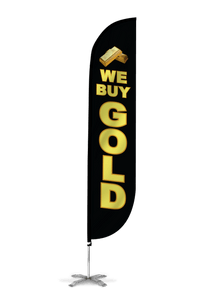 We Buy Gold Feather Flag Black 