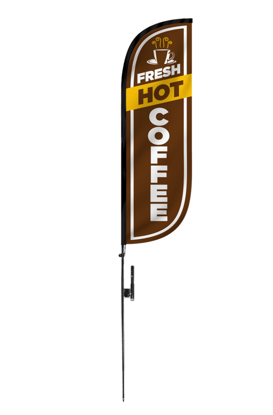 Fresh Hot Coffee Feather Flag 