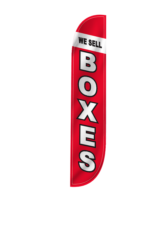 We Sell Boxes Feather Flag Red 