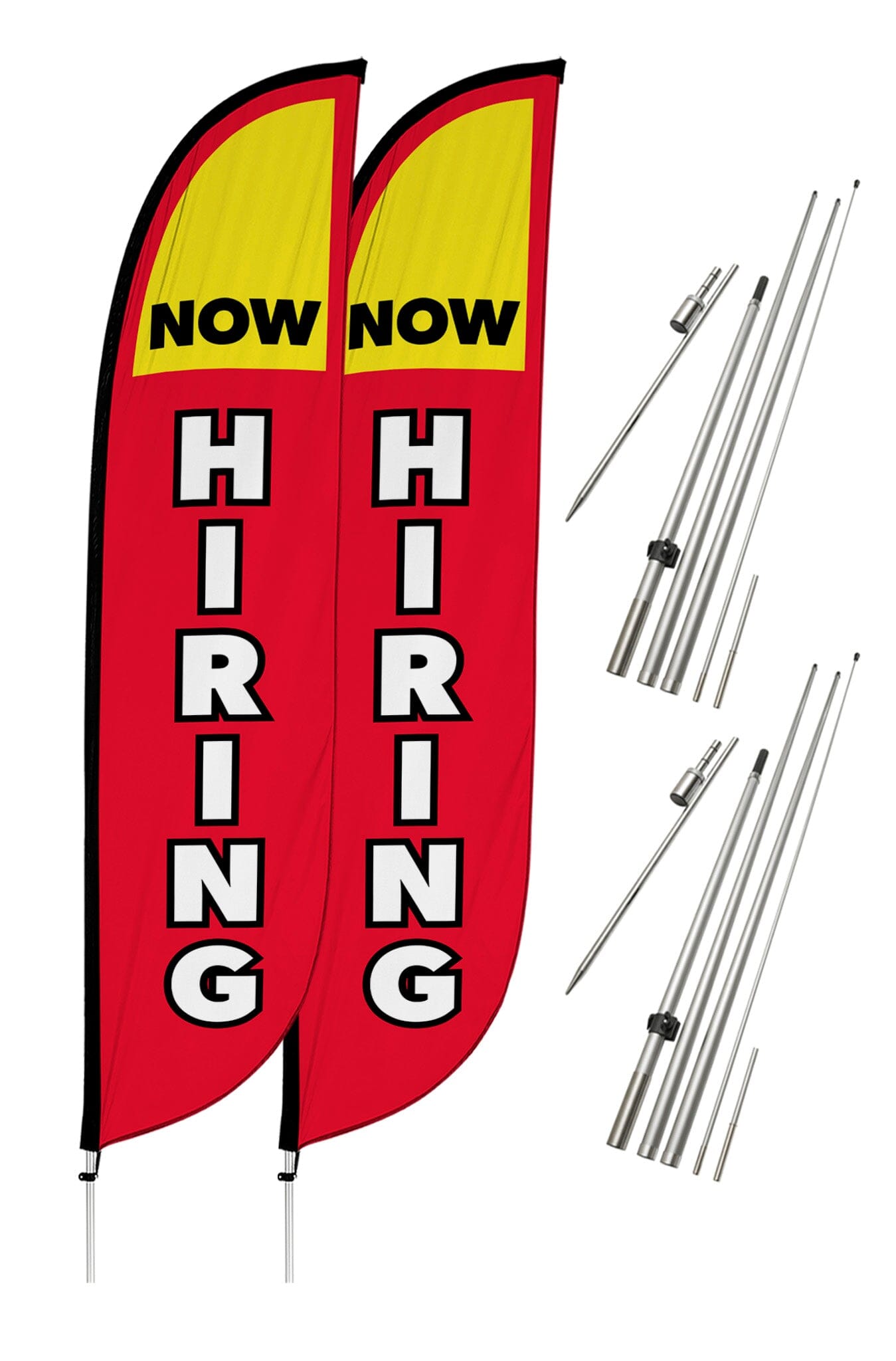 Now Hiring Feather Flag - 2 Pack w/ Ground Spike Pole Set 10M1200298X2GSET